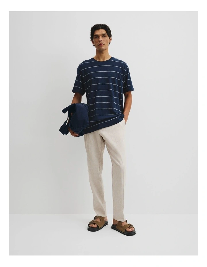 Hemp Slub Stripet-shirt in Navy image 2