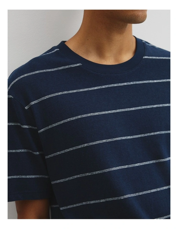 Hemp Slub Stripet-shirt in Navy image 3