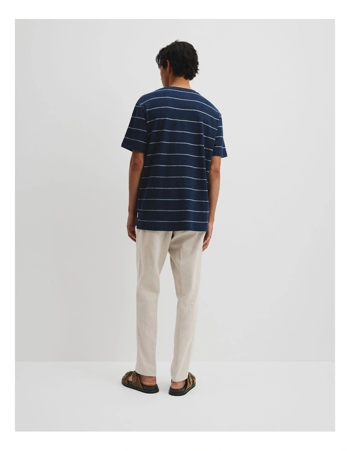 Hemp Slub Stripet-shirt in Navy image 4