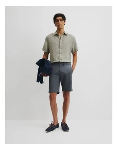 Australian Cotton Stretch Chino Short in Ash Blue