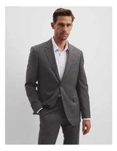 Single Breasted Wool Blend Jacket in Charcoal