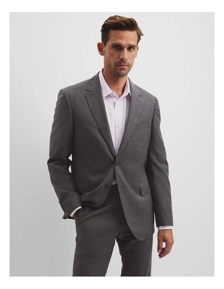 Single Breasted Wool Blend Jacket in Charcoal image 1