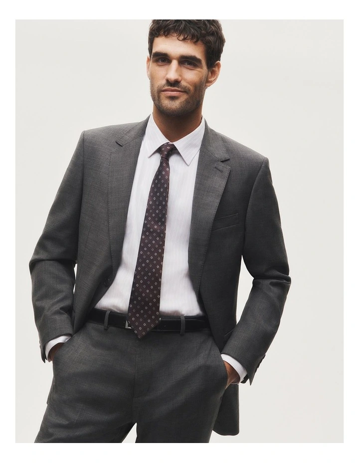 Single Breasted Wool Blend Jacket in Charcoal image 2