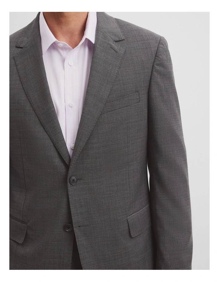 Single Breasted Wool Blend Jacket in Charcoal image 3