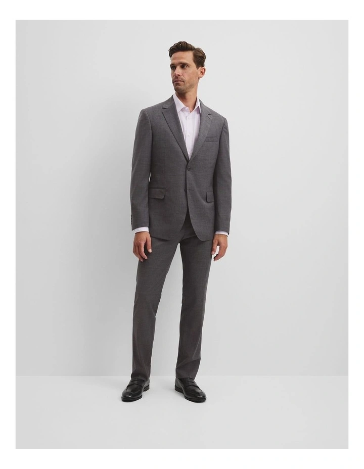 Single Breasted Wool Blend Jacket in Charcoal image 4