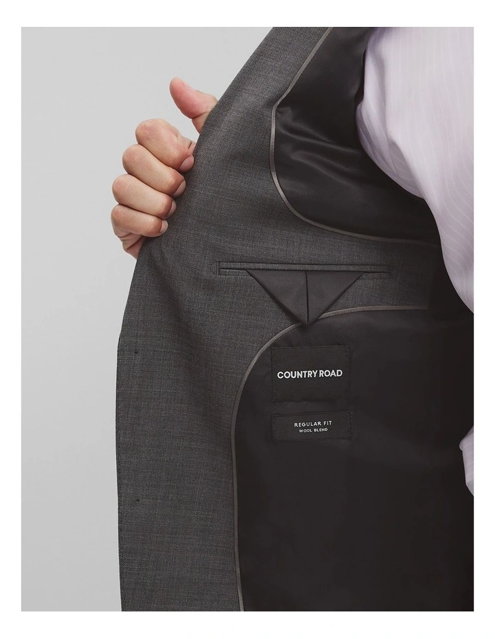 Single Breasted Wool Blend Jacket in Charcoal image 5