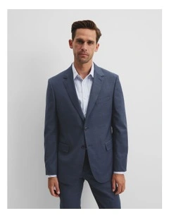 Single Breasted Wool Blend Jacket in Navy