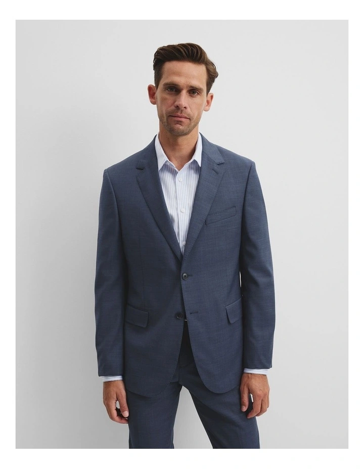 Single Breasted Wool Blend Jacket in Navy image 1