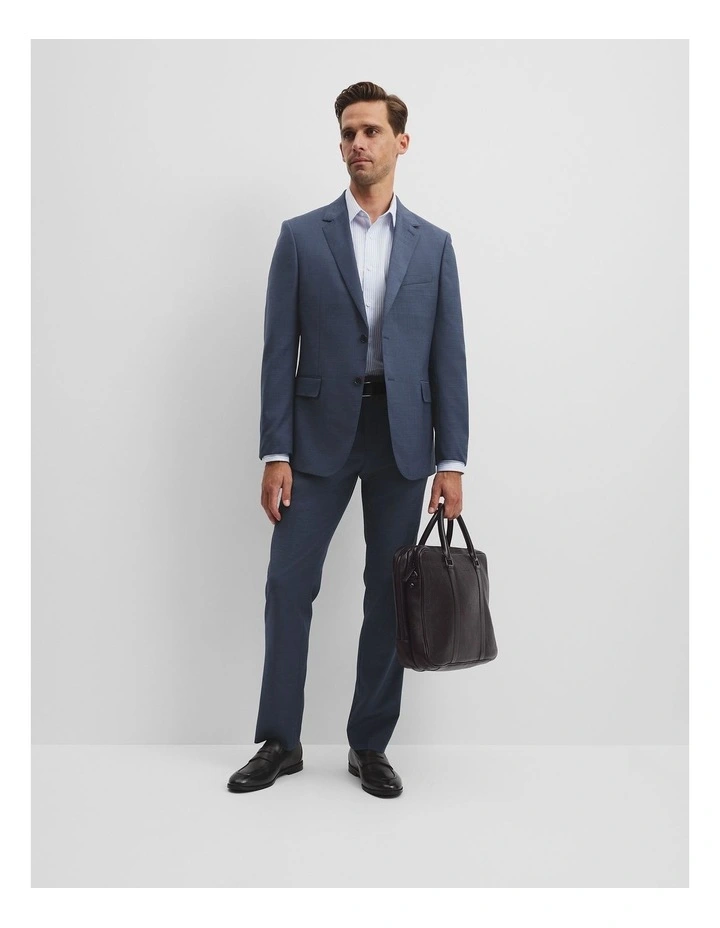 Single Breasted Wool Blend Jacket in Navy image 2