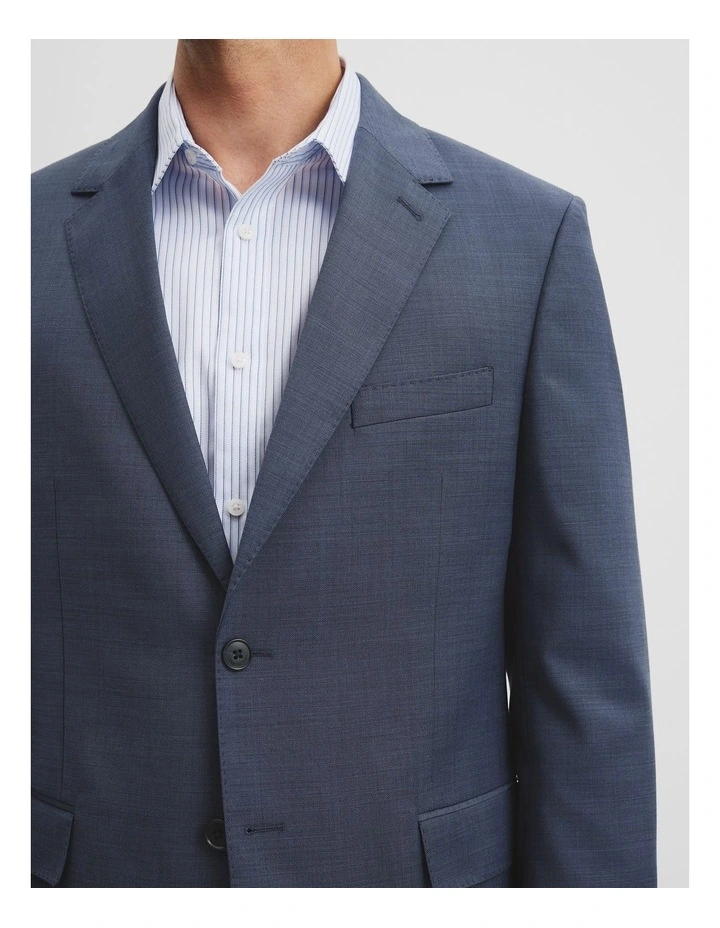 Single Breasted Wool Blend Jacket in Navy image 3