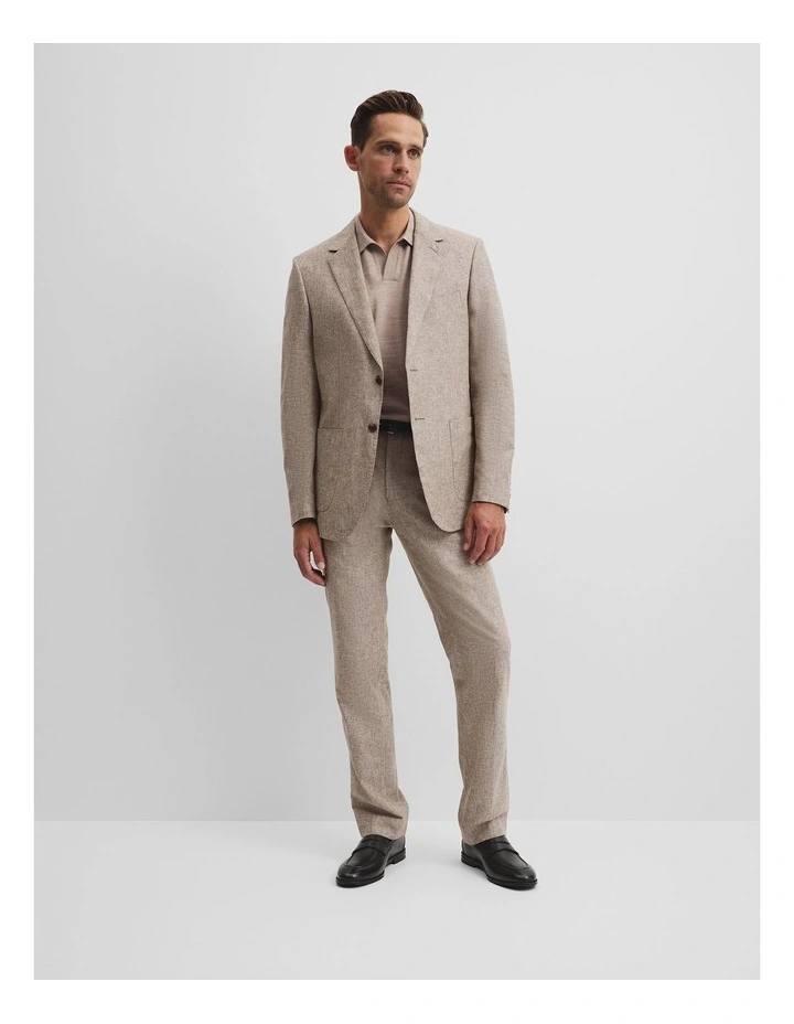 Regular Linen Cotton Textured Jacket in Beige image 3