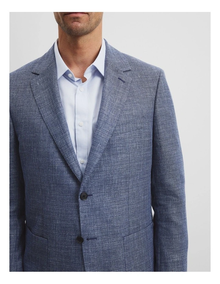 Regular Wool Blend Houndstooth Jacket in Navy image 2