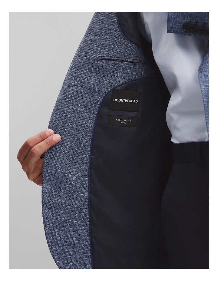 Regular Wool Blend Houndstooth Jacket in Navy image 3