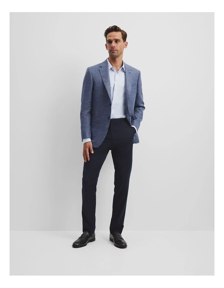 Regular Wool Blend Houndstooth Jacket in Navy image 4