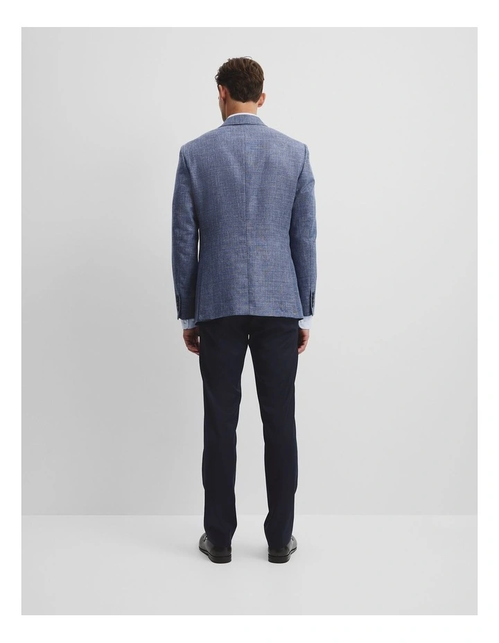 Regular Wool Blend Houndstooth Jacket in Navy image 5