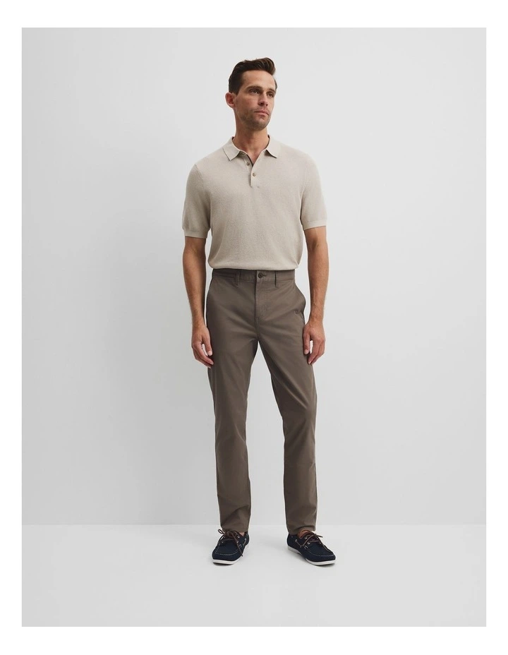 Short Sleeve Good Earth Cotton Pique Knit Polo in Chalk image 1