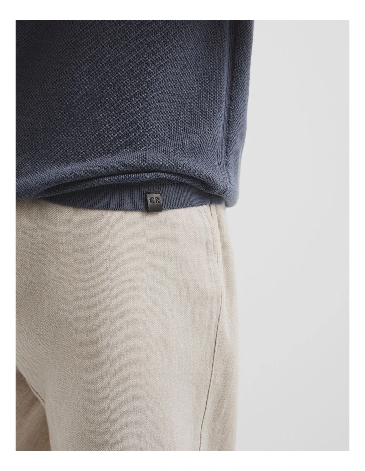 Short Sleeve Good Earth Cotton Pique Knit Polo in Storm Blue image 2