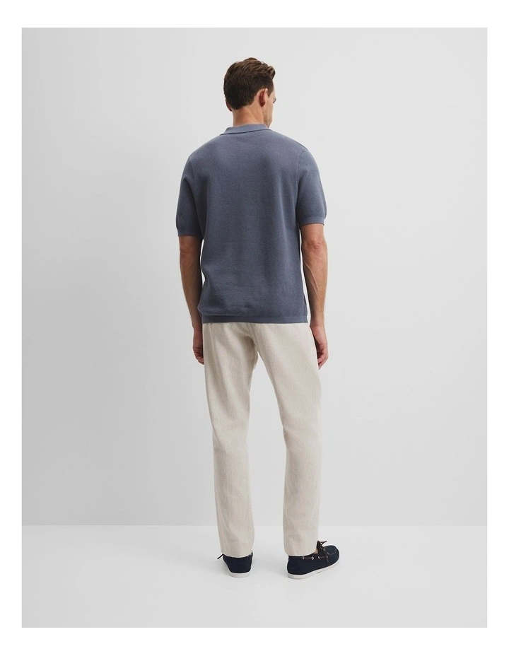 Short Sleeve Good Earth Cotton Pique Knit Polo in Storm Blue image 4