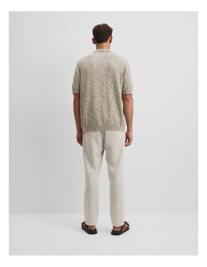 Linen Cotton Slub Knit Shirt in Kelp Green image 4