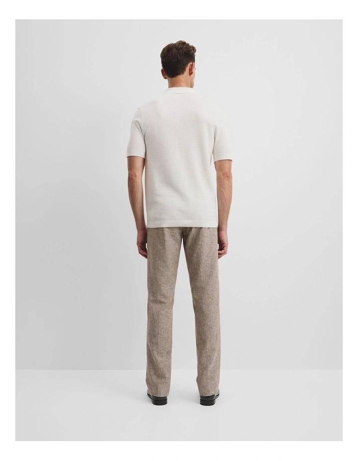Australian Cotton Silk Blend Textured Knit Polo in Flint image 4