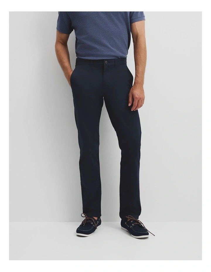 Australian Cotton Standard Fit Stretch Chino in True Navy image 3