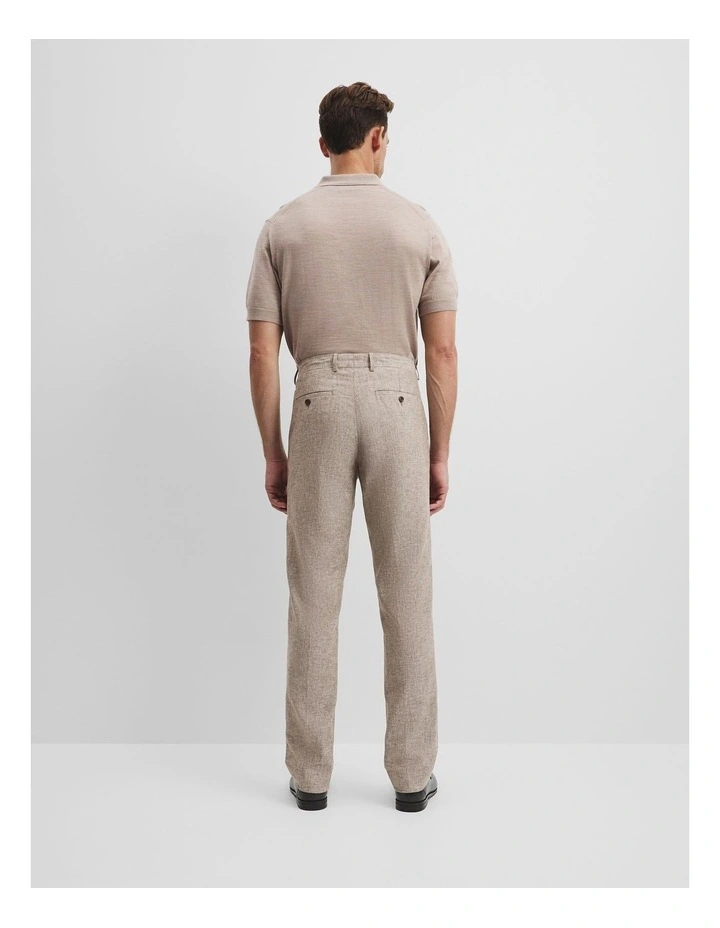 Regular Fit Linen Cotton Tailored Pant in Beige image 5