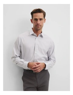 Regular Fit Gingham Travel Shirt in Grey