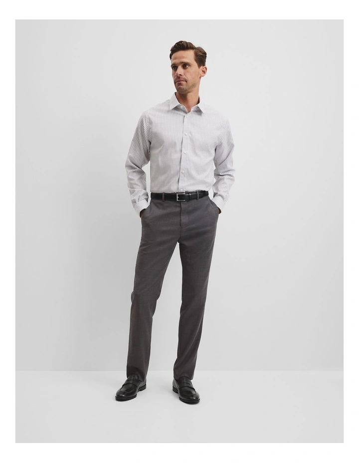 Regular Fit Gingham Travel Shirt in Grey image 4