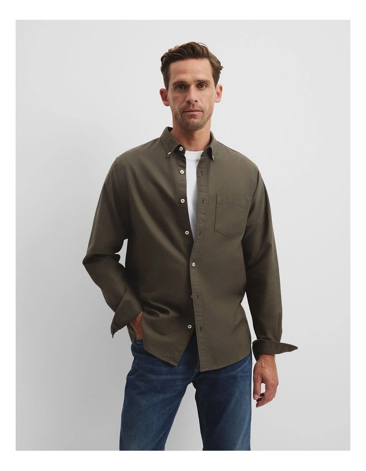 Regular Fit Australian Cotton Oxford Shirt in Willow image 1