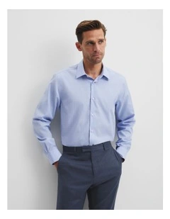 Regular Fit Grid Check Travel Shirt in Blue