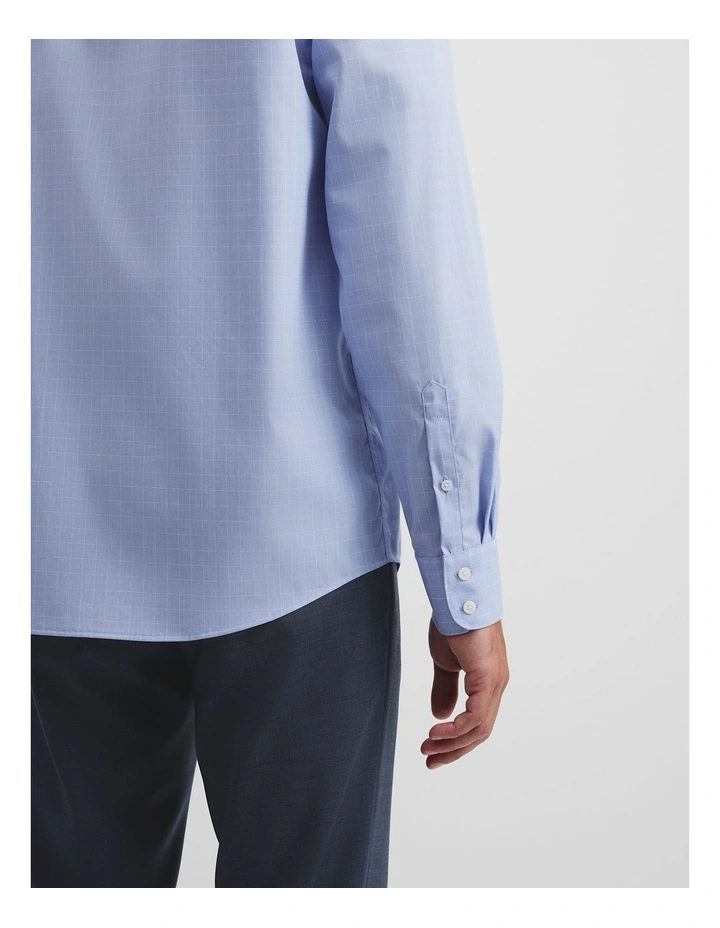 Regular Fit Grid Check Travel Shirt in Blue image 3
