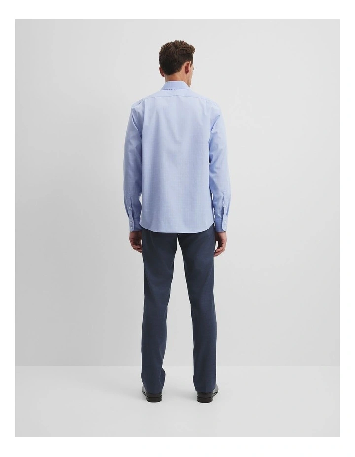 Regular Fit Grid Check Travel Shirt in Blue image 5