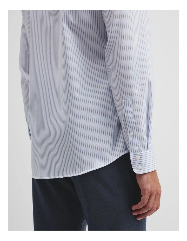 Slim Fit Stripe Travel Shirt in White image 2