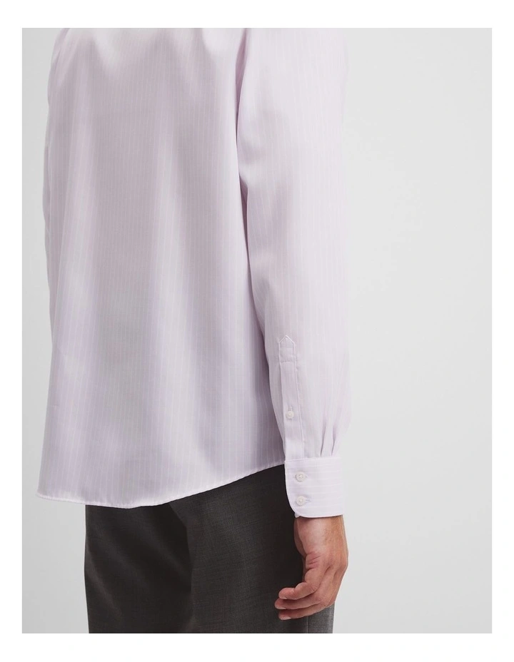 Regular Fit Pinstripe Travel Shirt in Soft Lilac image 3