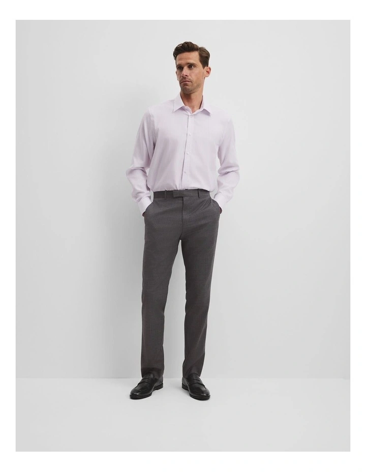 Regular Fit Pinstripe Travel Shirt in Soft Lilac image 4