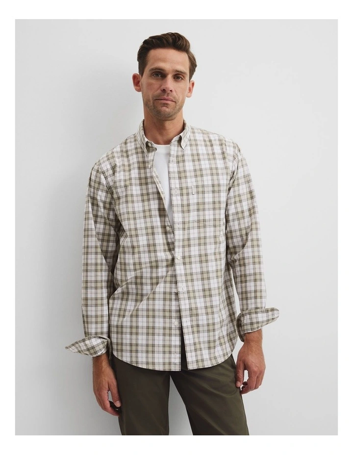 Regular Fit Cotton Check Shirt in Flint image 1