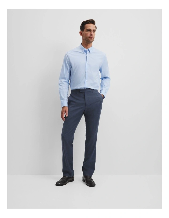 Long Sleeve Slim Fit Cotton Stretch Shirt in Pale Blue image 2