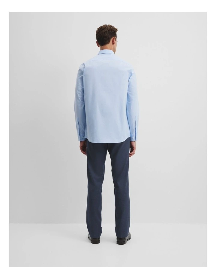 Long Sleeve Slim Fit Cotton Stretch Shirt in Pale Blue image 4