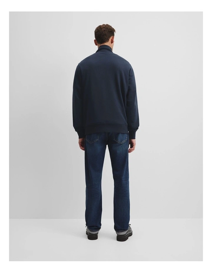 Australian Cotton Modern Logo Half Zip Sweat in Navy image 4