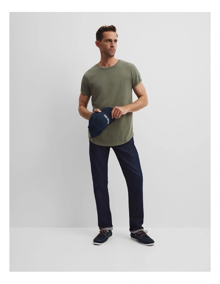 Australian Cotton Longline Garment Dye T-shirt in Willow image 2