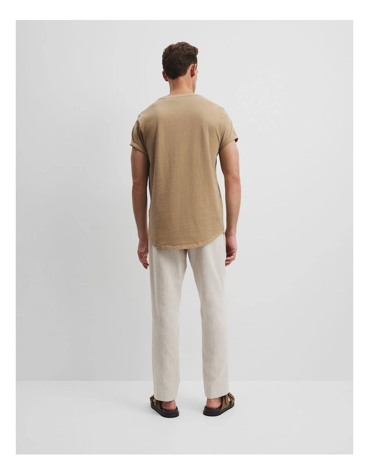 Australian Cotton Longline Garment Dye T-shirt in Dusted Ochre image 4