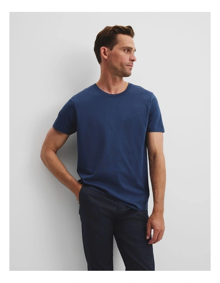 Pima Cotton Crew T-shirt in Storm Blue image 1