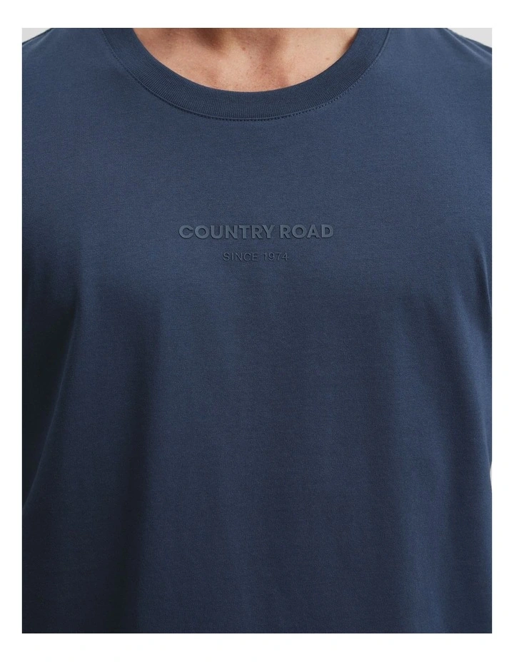 Australian Cotton Modern Logo T-shirt in Storm Blue image 2