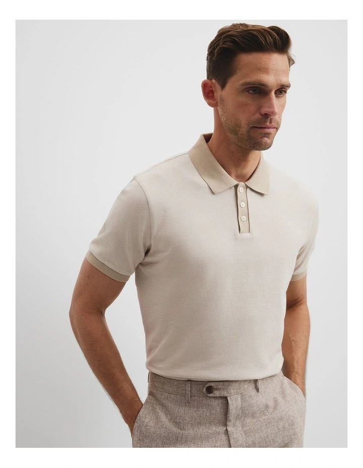 Contrast Polo in Ecru image 1