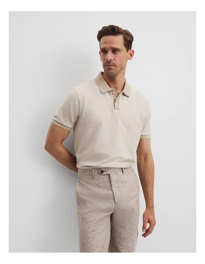 Contrast Polo in Ecru image 3
