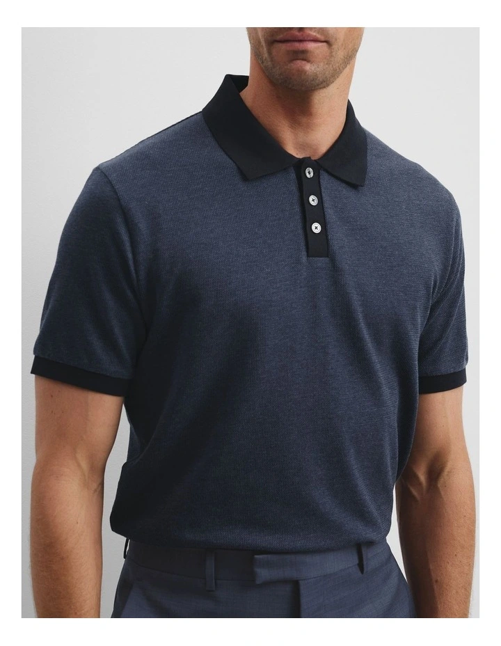 Contrast Polo in Navy image 2