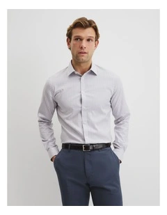 Slim Fit Gingham Travel Shirt in Grey