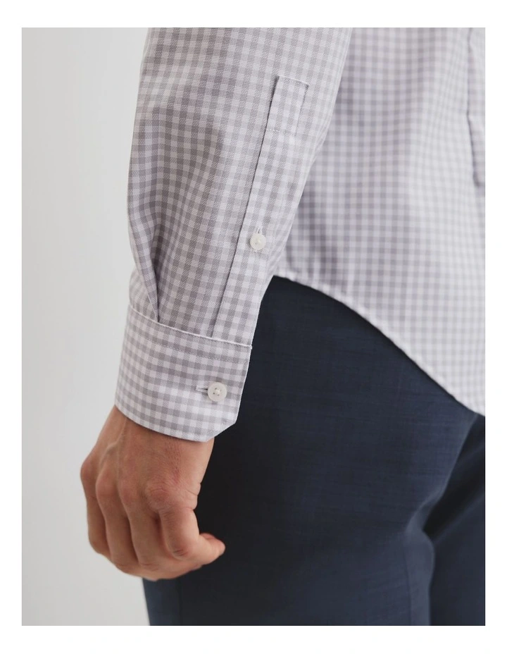 Slim Fit Gingham Travel Shirt in Grey image 2
