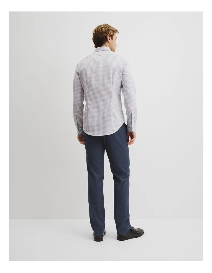 Slim Fit Gingham Travel Shirt in Grey image 4