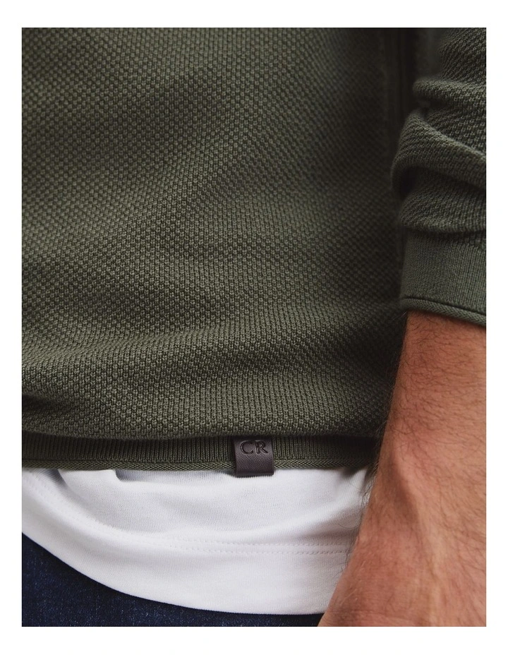 Australian Good Earth Cotton Pique Polo Knit in River Gum image 3